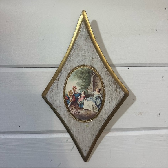 Vintage Florentine Gold Gilt Wood Diamond Shape Wall Plaque | Made in Italy - Picture 2 of 8